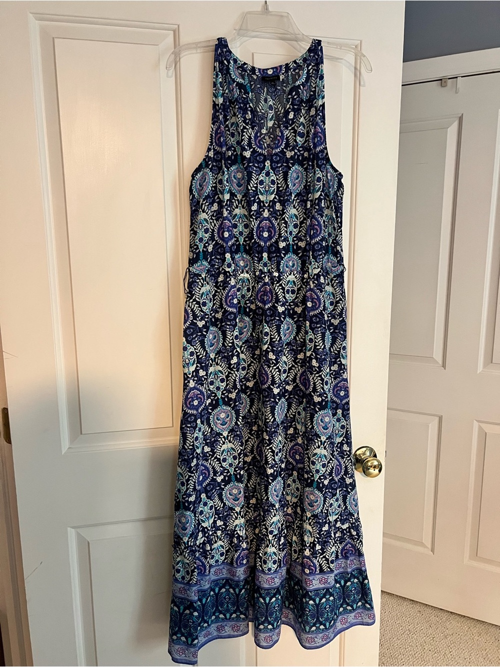 Womenβs Navy Blue Printed Maxi Dress